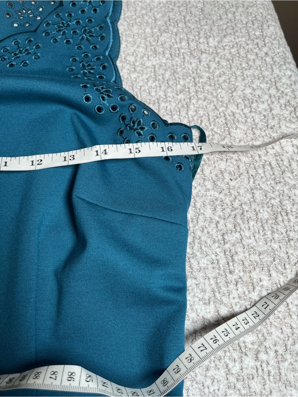 NWT Talbots Teal Blue Scallop Neckline Eyelet Sheath Dress - Size 4 - Picture 12 of 17
